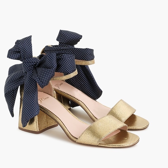 New JCREW Penny Ankle Strap Sandals Gold Metallic - Picture 2 of 5